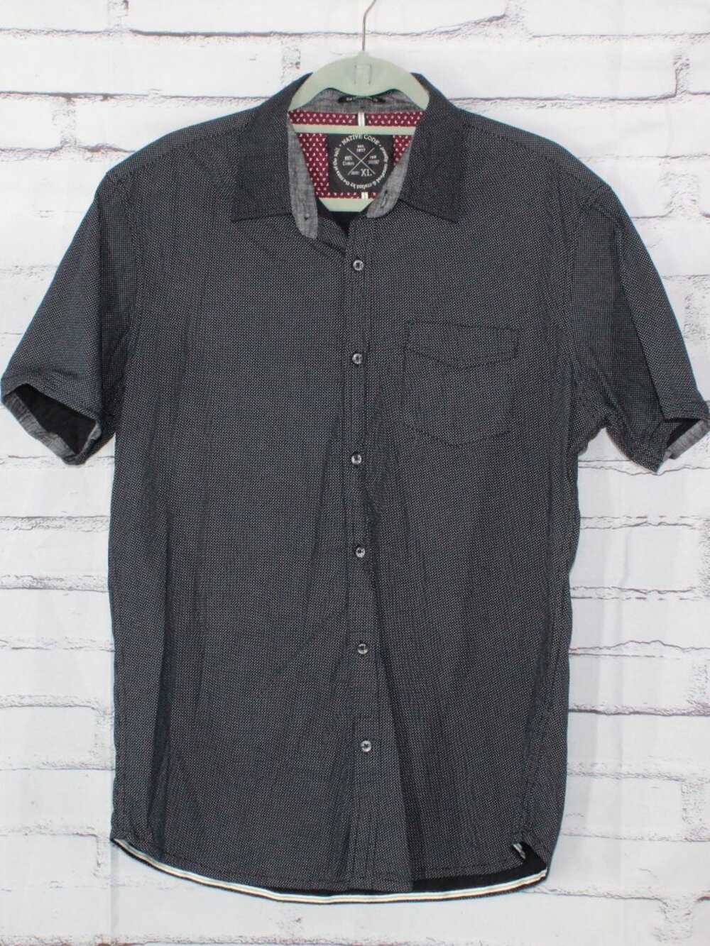 Native Code Impeccable Fit Black Button Up Long Sleeves Dress Shirt XL